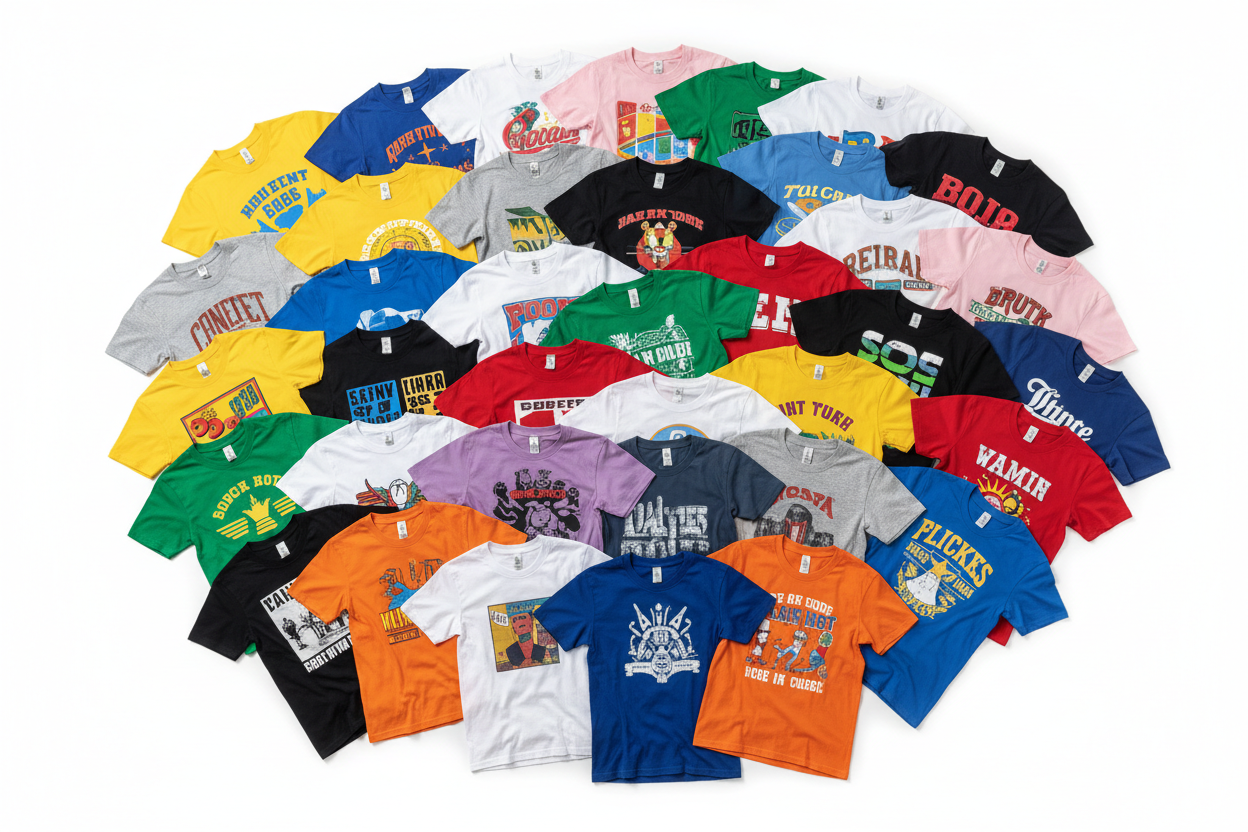 50-pack random assorted graphic t-shirt bundle