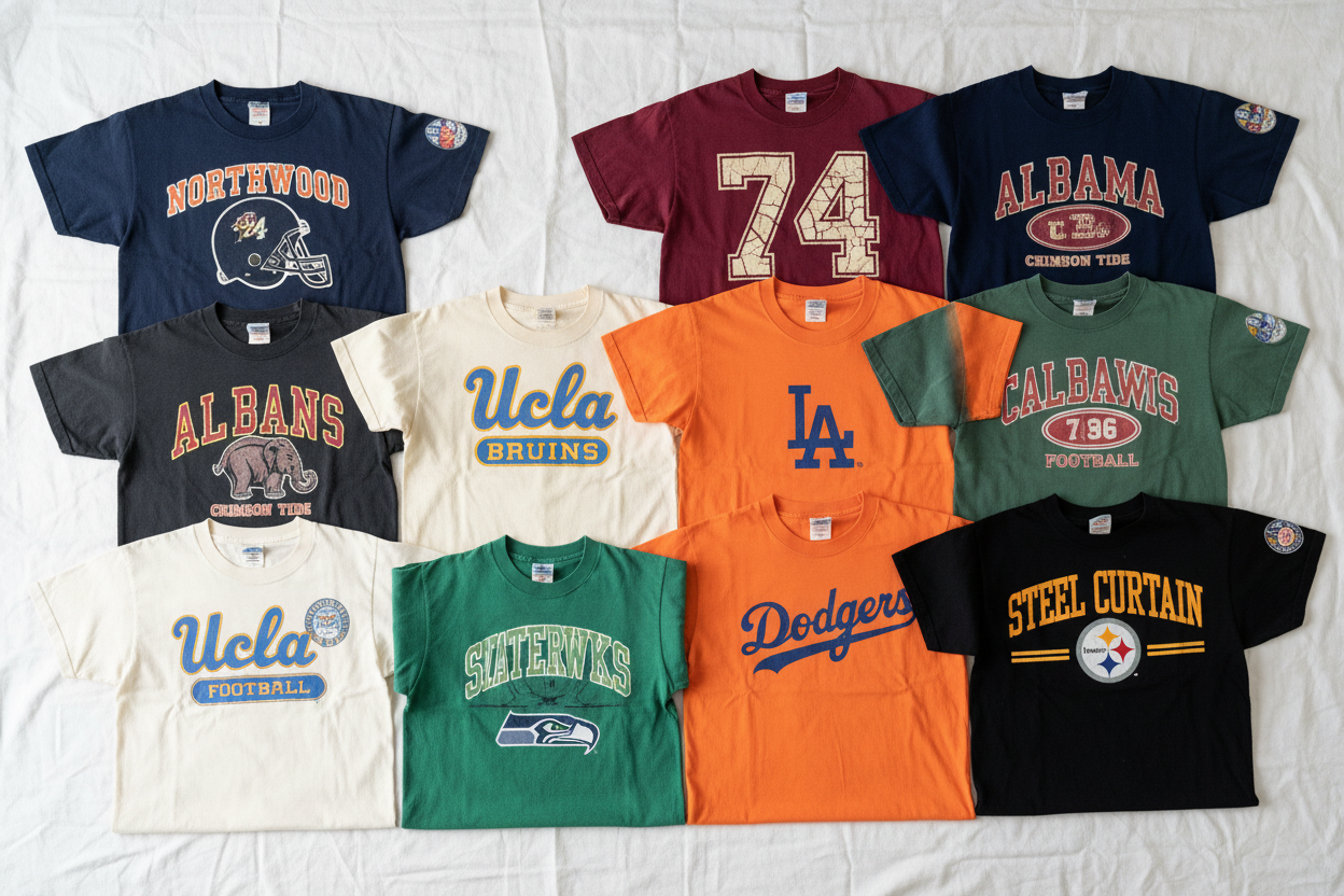 Vintage NFL and MLB Sports Tees 10-Pack flat lay